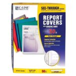 C-Line Report Covers with Binding Bars, Economy Clear Plastic, White Bars, 8.5 x 11 Inches, 50 per Box (32457)