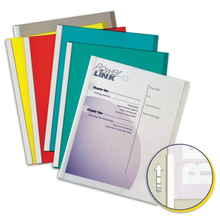 C-Line Report Covers with Binding Bars, Economy Clear Plastic, White Bars, 8.5 x 11 Inches, 50 per Box (32457)