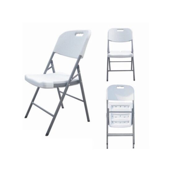 KUBIC Plastic & Steel Folding Chair - White/Grey