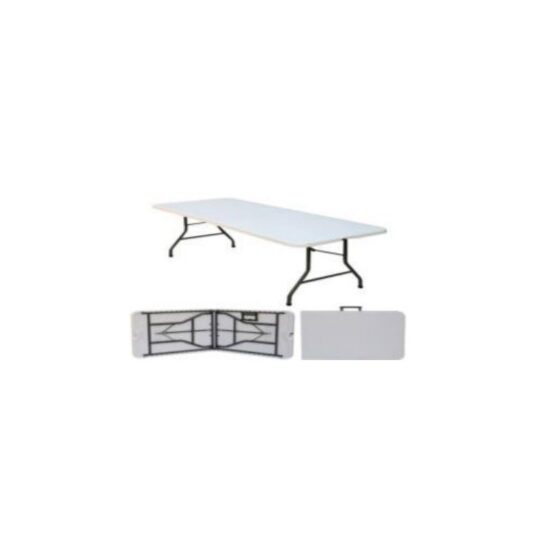 KUBIC- Rectangular 1/2 FOLDING TABLE Plastic- 96 x36- White/Charc