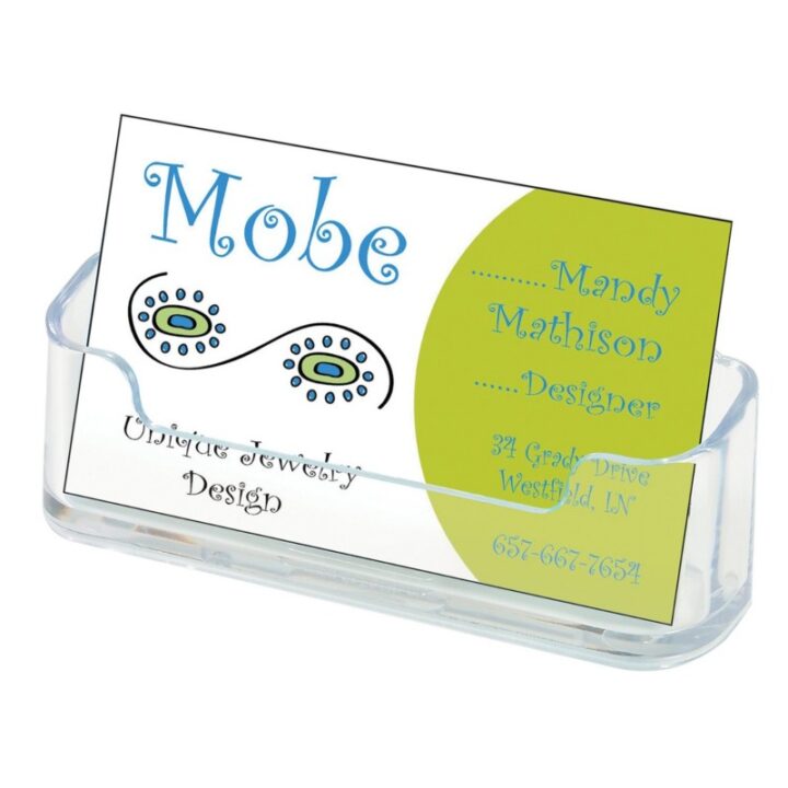 Deflecto Business Card Holders Single Compartment, Clear, 3-3/4"W x 1-7/8"H x 1-1/2"D (70101)