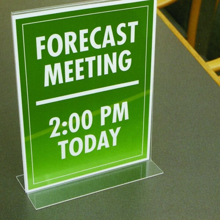 NuDell 4" x 6" Table Top Double Sided T-Base Freestanding Sign Display Frame, Clear