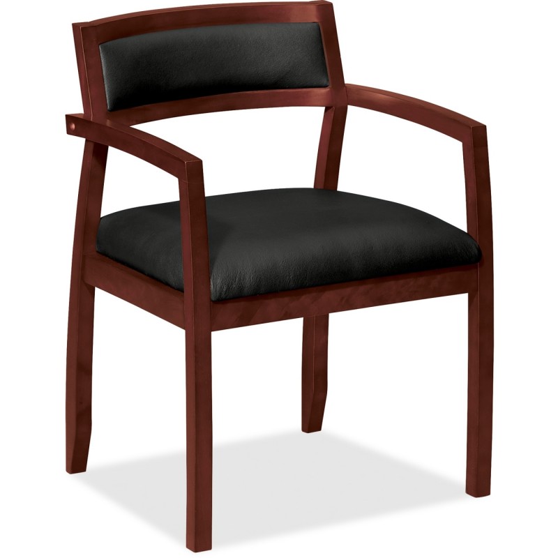 Basyx by HON VL852NST11 VL852 Slim Black Leather Guest Side Chair