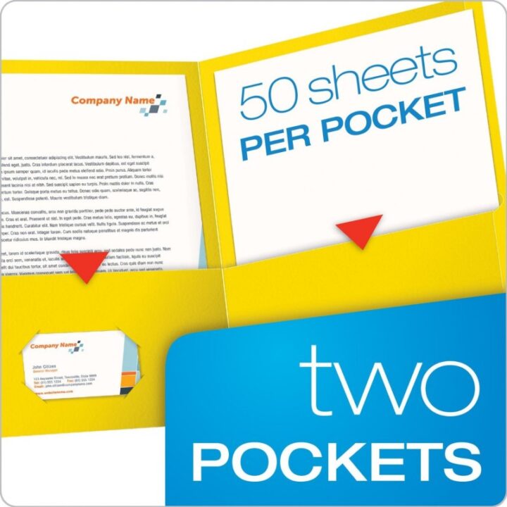 Oxford Twin Pocket Folders, Letter Size, Yellow, 25 per Box (57509)