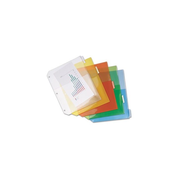 Cardinal - Ring Binder Poly Pockets, 8-1/2 x 11, Assorted Colors, 5 Pockets/Pack 84007