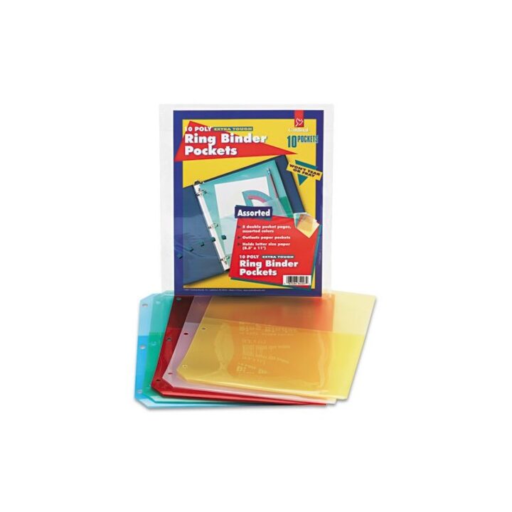 Cardinal - Ring Binder Poly Pockets, 8-1/2 x 11, Assorted Colors, 5 Pockets/Pack 84007