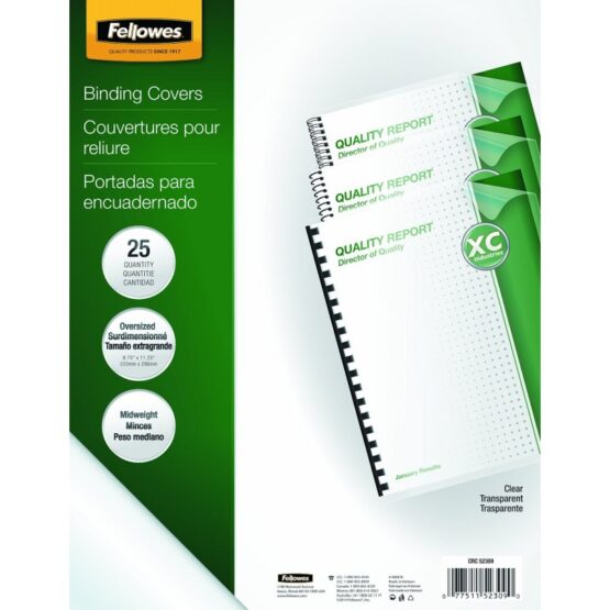 Fellowes Binding Presentation Covers, Oversize Letter, Clear, 25 Pack (52309)