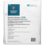 Business Source Sheet Protectors, Top Load,2 mil, 11"x9", 50 per Pack, Nonglare BSN32356