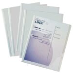 C-Line Report Covers with Binding Bars, Economy Clear Plastic, White Bars, 8.5 x 11 Inches, 50 per Box (32457)